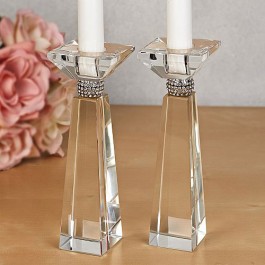 Crystal Candlesticks with Diamond Adornment