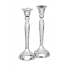 Nickel Plated Hammered Candlesticks 