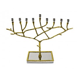 Nickel Candle Menorah with Gold trim