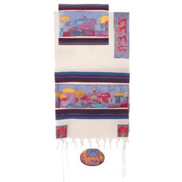 Jerusalem Dove in Color Woven Cotton and Silk Tallit
