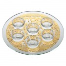 Mirror And Glass Seder Plate With Jerusalem Cut out in Gold