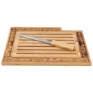 Wooden Challah Tray With Knife Pomegranate