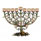 Jeweled Menorah with butterfly and frog