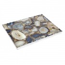 Nat Agate Challah Board with Silver Trim