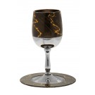 Kiddush Cup Brown With Gold Flares