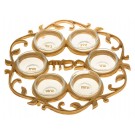 Seder Plate Gold With Glass Inserts