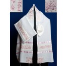 Ivory Tallit with Pink