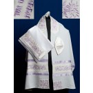 Ivory  Tallit with Lavender