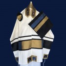 White Tallit with Olive Gold Design