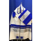 White and Blue Wool Tallit