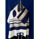 Wool Tallit with Blue and Silver