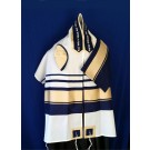 Wool Tallit with Blue and gold