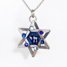 Blue Star of David and Chai Necklace