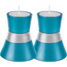 Anodize Aluminum Shabbat Candlesticks - Small - Turquoise