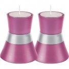Anodize Aluminum Shabbat Candlesticks - Small - Pink