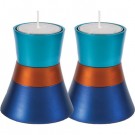 Anodize Aluminum Shabbat Candlesticks - Small - Turquoise Blue