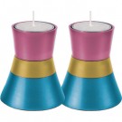 Anodize Aluminum Shabbat Candlesticks - Small - Pink Blue