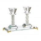Crystal Candlestick Pair On Tray