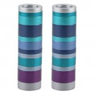 Emanuel Anodized Cylinder Candlesticks Rings Blue