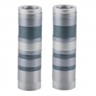 Emanuel Anodized Cylinder Candlesticks Rings Grays
