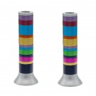 Large Anodized Candlesticks Full Rings Multicolor