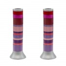 Large Anodized Candlesticks Full Rings Reds