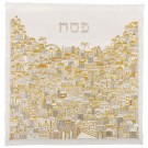 Emanuel Full Embroidered Matzah Cover Jerusalem Gold