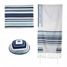 Woven Tallit with Blue Stripes