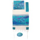 Vista in Turquoise Woven Cotton and Silk Tallit