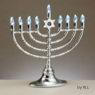 Silvertone LED Electronic Menorah with Clear Bulbs