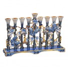 Elegant Menorah with Enamel and Crystal Accents 691