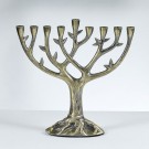Textured "Tree of Life"™ Menorah Antiqued Aluminum