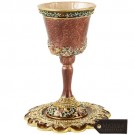 Hand Painted Kiddush Cup w/tray Flower Design