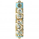Blue and Ivory Hand Painted Mezuzah case