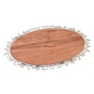 Oval Wooden Challah Tray with Laser Cut Stainless Steel