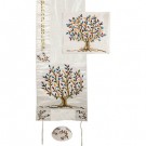 Embroidered Raw Silk Tallit Tree of Life Colored