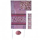 The Matriarchs  Raw Silk Appliqued Pink Tallit Set