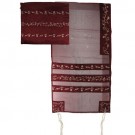 Tallit Organza - Embroidered Stripes - Maroon