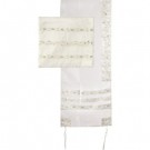 Tallit Organza - Embroidered Stripes - White