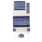 The Twelve Tribes in Blue Woven Cotton and Silk Tallit
